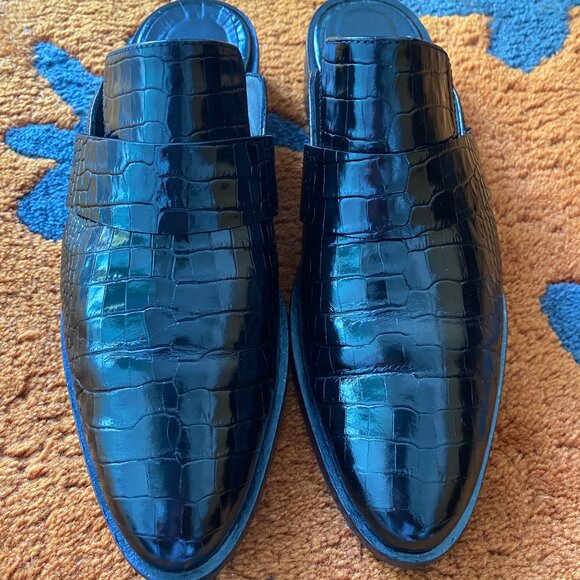 Freda Salvador Keen Black Croc Mules 7.5 - Picture 3 of 12